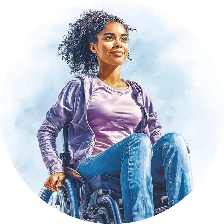 Junge Frau im Rollstuhl