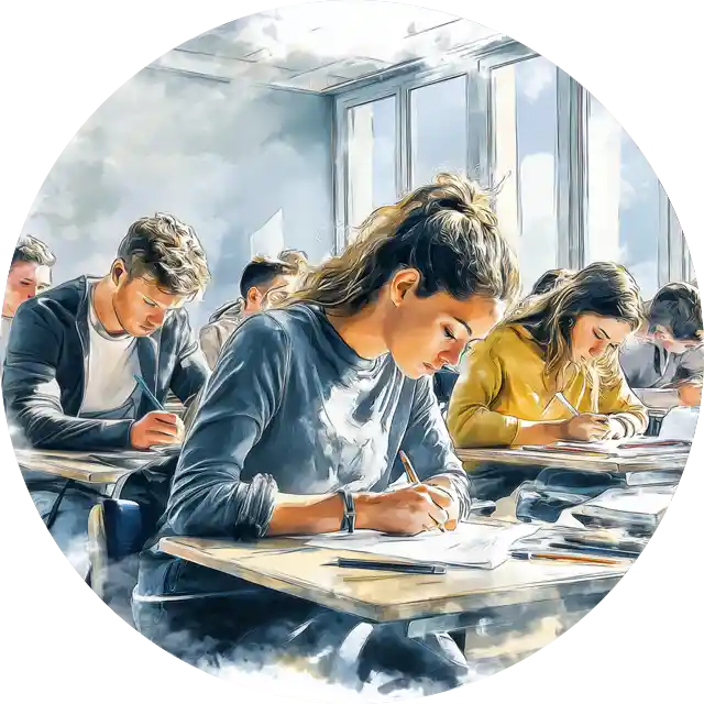 Drei Schüler am Lernen