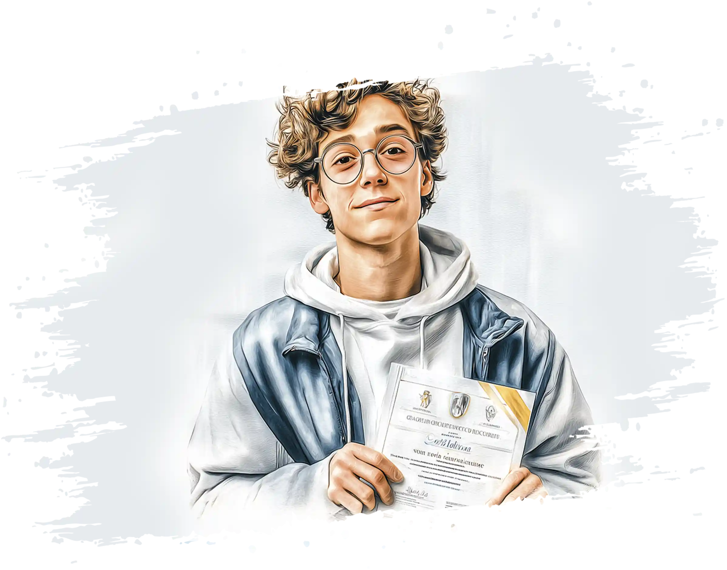 Schüler mit Diplom in Händen